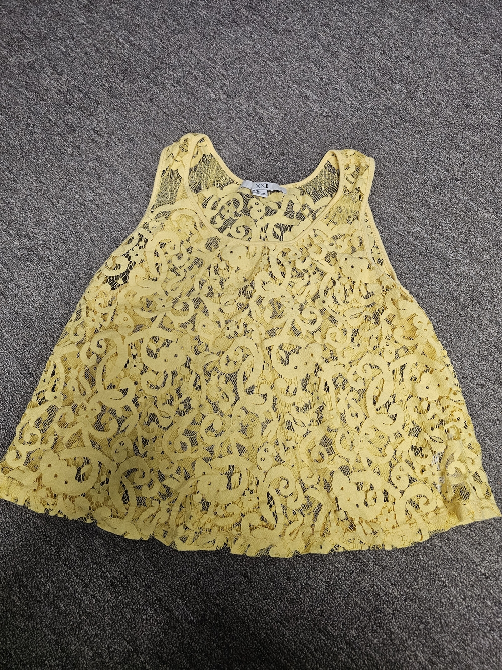 Forever 21 Yellow Lace Layered Tank Top